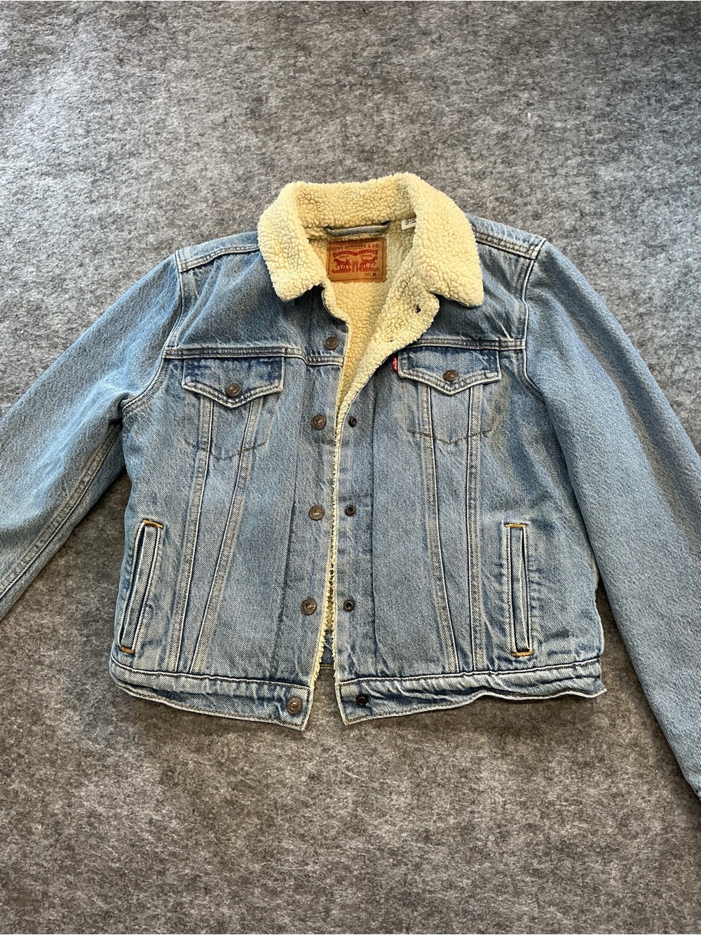 Levi's Light Blue Denim Sherpa Trucker Jacket Size M